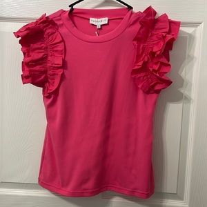 Hot pink ruffle sleeve top